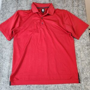 FootJoy Shirt Mens Large Red Short Sleeve Polo Performance Golf Casual FJ‎